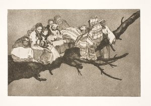 Śmieszne szaleństwo (Chodzenie między gałęziami / rozmawianie przez kapelusz) autorstwa Francisco de Goya