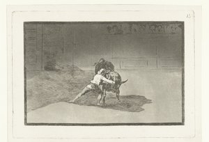 Martincho w gevecht spotkał een stier Słynny Martincho kładący banderille na przerwę Stierenvechten (tytuł serii) Walka byków (tytuł serii) autorstwa Francisco de Goya
