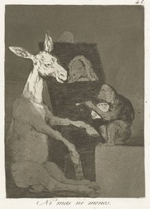 Nie więcej i nie mniej Ni mas ni menos (tytuł na obiekcie) Los Caprichos (tytuł serii) autorstwa Francisco de Goya