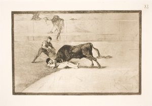 Niefortunna śmierć Pepe Illo na arenie w Madrycie autorstwa Francisco de Goya