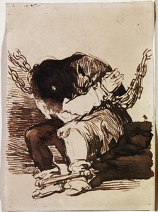 Siedzenie w łańcuchu więźnia. (rysunek przygotowawczy) autorstwa Francisco de Goya