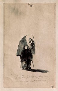 Que disparate, pensar aun en matrimonio (Co za bzdury, wciąż myśleć o małżeństwie), 1819-23 (Pędzel, tusz indyjski, wstępny rysunek z czarnym kamieniem, na papierze białym) autorstwa Francisco de Goya