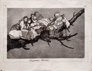 Śmieszne szaleństwo z serii Los Disparates Follies, 1815-1819 autorstwa Francisco de Goya