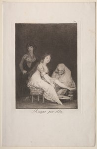 Caprichos: Ona się za nią modli autorstwa Francisco de Goya