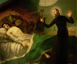 Гэгээн Фрэнсис Боргиа (1510-72) Үхэж буй гэмшсэн хүнд туслах нь, 1795 он autorstwa Francisco de Goya