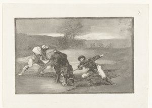 Polowanie na byki pieszo Otro modo de cazar á pie Walka byków (tytuł serii) La Tauromaquia (tytuł serii) autorstwa Francisco de Goya