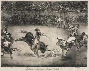 Byki z Bordeaux: słynny Amerykanin, Mariano Ceballos autorstwa Francisco de Goya