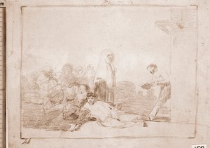 Katastrofy wojny: Nie ma sensu krzyczeć (rysunek przygotowawczy) autorstwa Francisco de Goya