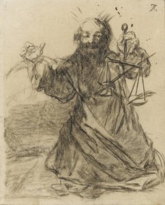Pióro jest potężniejsze niż miecz, 1819-28 (czarna kreda na papierze) autorstwa Francisco de Goya