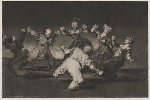 Przysłowia: Jeśli Marion będzie tańczyć, to musi ponieść konsekwencje, 1864. autorstwa Francisco de Goya