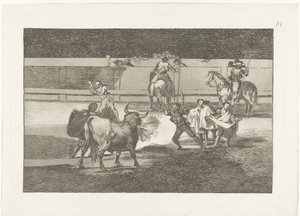 Torreador spotkał brandende banderillas zespoły ognia Walka byków (tytuł serii) Stierenvechten (tytuł serii) autorstwa Francisco de Goya