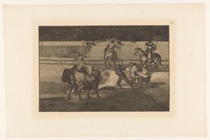 Torreador spotkał brandende banderillas zespoły ognia Stierengevecht (tytuł serii) La Taureamachie (tytuł serii) Walka byków (tytuł serii) autorstwa Francisco de Goya