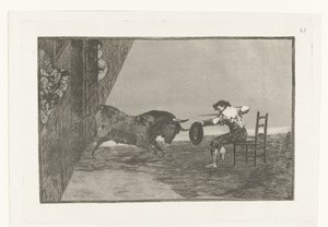 Uitdaging van Martincho in de arena van Zaragosa Lekkomyślność Martincho na Plaza de Zaragoza Walka byków (tytuł serii) Stierenvechten (tytuł serii) autorstwa Francisco de Goya