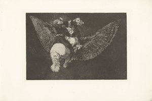 latające szaleństwo Disparate volante Los Disparates (The Follies) (tytuł serii) Los Proverbios (Przysłowia) (tytuł serii) autorstwa Francisco de Goya