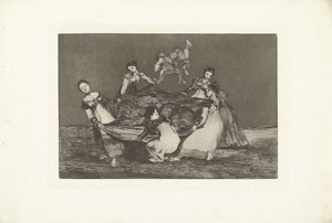 Kobiece szaleństwo Odmienne feminino Los Disparates (Szaleństwa) Los Proverbios (Przysłowia) (tytuł serii) autorstwa Francisco de Goya