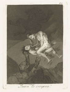 Wie miał dat gedacht! Kto by w to uwierzył! (tytuł na obiekcie) Los Caprichos (tytuł serii) autorstwa Francisco de Goya