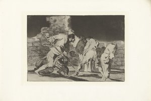 Wściekłe szaleństwo Odmienne furioso Los Disparates (The Follies) (tytuł serii) Los Proverbios (Przysłowia) (tytuł serii) autorstwa Francisco de Goya