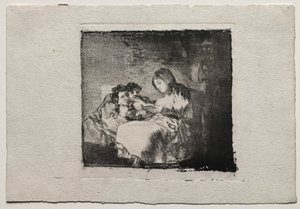 Kobieta czytająca dwójce dzieci, 1824-1825. autorstwa Francisco de Goya