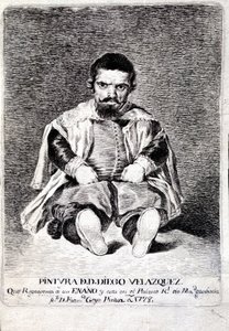 Krasnolud, Sebastián de Morra, na dworze Felipe IV autorstwa Francisco de Goya