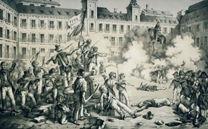 Rewolucja hiszpańska 1854 r. (litografia) autorstwa Francisco de Paula van Halen