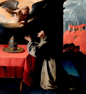 "" Św. Bonawentura (Giovanni di Fidanza, zwany Dr. Seraphique, Św. Bonawentura) (1221-1274) w modlitwie "" Obraz Francisco de Zurbarana (1598-1664) 1629 Sun 239x222 cm Gemaldegallerie, Drezno Niemcy autorstwa Francisco de Zurbaran
