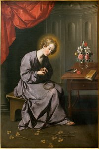 Dziecko ma kręgosłup - Obraz Francisco de Zurbarana (1598-1664), olej na płótnie, ok. 1630 r. - Muzeum Sztuk Pięknych w Sewilli, Hiszpania autorstwa Francisco de Zurbaran
