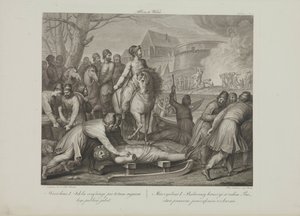Zniszczenie pogańskich bogów przez Mieszka I Polski przez Smuglewicza, Franciszka (1745-1807). Litografia, koniec XVIII w. Kolekcja prywatna
