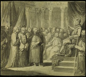Car Wasilij IV Iwanowicz Szujski przed królem Zygmuntem III Wazą, koniec XVIII w.