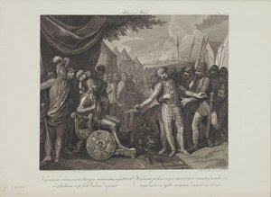 Wichmann II Młodszy poddaje się Mieszka I Polski przez Smuglewicza Franciszka (1745-1807). Litografia, koniec XVIII w. Kolekcja prywatna