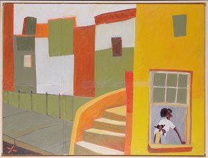 Brownstone Blues, 2000 (mieszane media na płótnie) autorstwa Francks Deceus