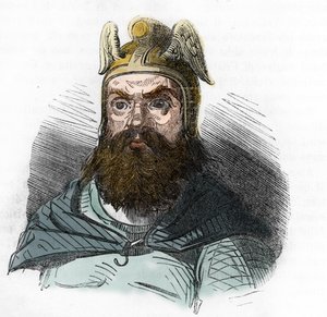 Portret Attyli (395-453) króla Hunów - rysunek z „I misteri del vaticano” Franco Mistrali 1843