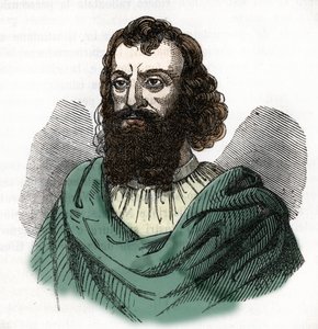 Portret cesarza Justyniana I (482-565) (Justynian I) na podstawie „I misteri del vaticano” Franco Mistrali 1843