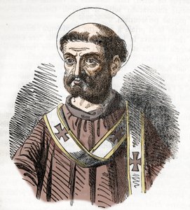 Portret papieża Libere (Liberiusza) (352-366) Rycina z „I misteri del vaticano” autorstwa Franco Mistrali 1843 autorstwa Franco Mistrali