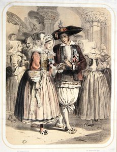 Państwo młodzi z regionu Saille, Francja, ok. 1850 (kolor lito)