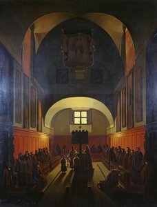 Chór Braci Kapucynów, Rzym (olej na płótnie) autorstwa Francois Marius Granet