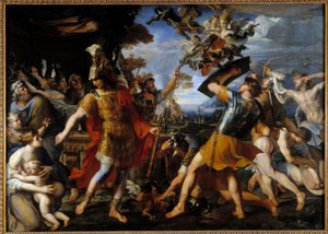 Enee i jego towarzysze walczący z Harpiami Obraz Francois Perrier (1590-1650) 1646 nd. 1,55x2,18 m²
