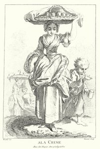 Sprzedawca śmietany (grawerunek) autorstwa Francois (after) Boucher