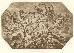 Kupidyn i Psyche (grawerowanie) autorstwa Francois (after) Boucher