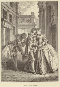 Szkoła Mężów (grafika) autorstwa Francois (after) Boucher