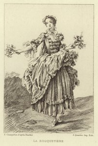 La Bouquetiere (grawerunek) autorstwa Francois (after) Boucher