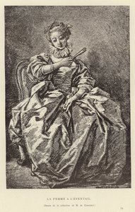 Kobieta z wachlarzem autorstwa Francois (after) Boucher