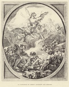 Narodziny Chrystusa zapowiedziane pasterzom (rycina) autorstwa Francois (after) Boucher