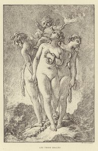 Trzy Gracje (grawerunek) autorstwa Francois (after) Boucher