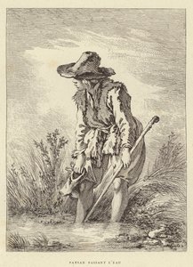 Chłop Podający Wodę (rycina) autorstwa Francois (after) Boucher