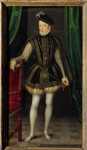 Portret u stóp Karola IX (1550 - 1574). Obraz warsztatu Francois Cloueta (1515-1572)