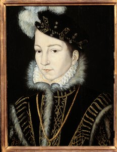 Portret Karola IX, króla Francji (1550-1574). Atelier de Francois Clouet (1515-1572), t. 1555. Olej na drewnie. Wymiary: 0,32 x 0,23m. Olej na drewnie. - Portret Karola IX, króla Francji (1550-1574). Warsztat Francois Cloueta (1515-1572), ok. 1555. O