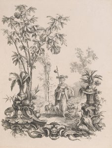 Młoda Chinka spacerująca w otoczeniu owiec, ok.1740-50.