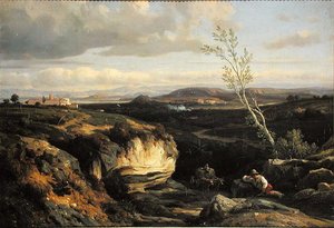 Włoski krajobraz autorstwa Francois Antoine Leon Fleury