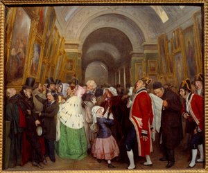 Cztery godziny w Salonie Zamknięcia dorocznej wystawy malarstwa w Grande Galerie du Louvre. Obraz Francois Auguste Biard (1798-1882) 1847 Nd. 0,57x0,67 m²