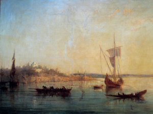 Widok Konstantynopola z wejścia do Bosforu Obraz Francois Pierre Barry (1813-1905) 1869 Nd. 0,64x1 m Marsylia, Musee des Beaux Arts